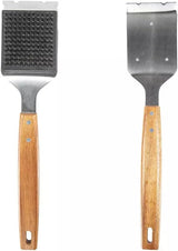 Barbecue Grill Brush and Stainless Steel Scraper Scraper Extended Large,Large Wooden Handle, Wire BBQ Grill Brush for