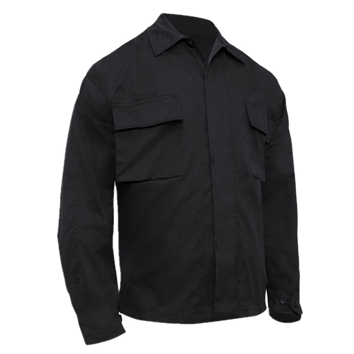Poly Cotton Twill Long Sleeve Tactical Shirt in Black, alternate view 3