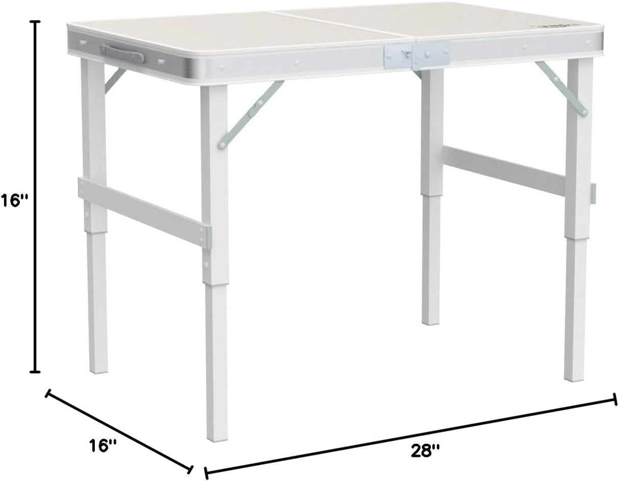 VINGLI 3FT Small Camping Folding Table Adjustable Height Aluminum Folding Table for Picnic Party BBQ, Plastic RV Suitcase