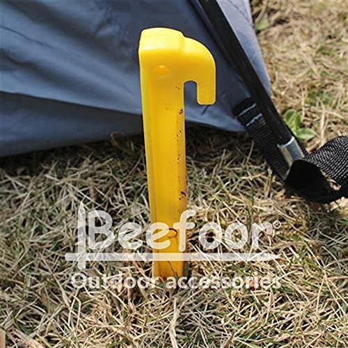 10-Pack Plastic Tent Stakes - 12-Inch Heavy Duty Canopy Anchoring Pegs for Camping, Gardening, Landscaping, Backpacking -