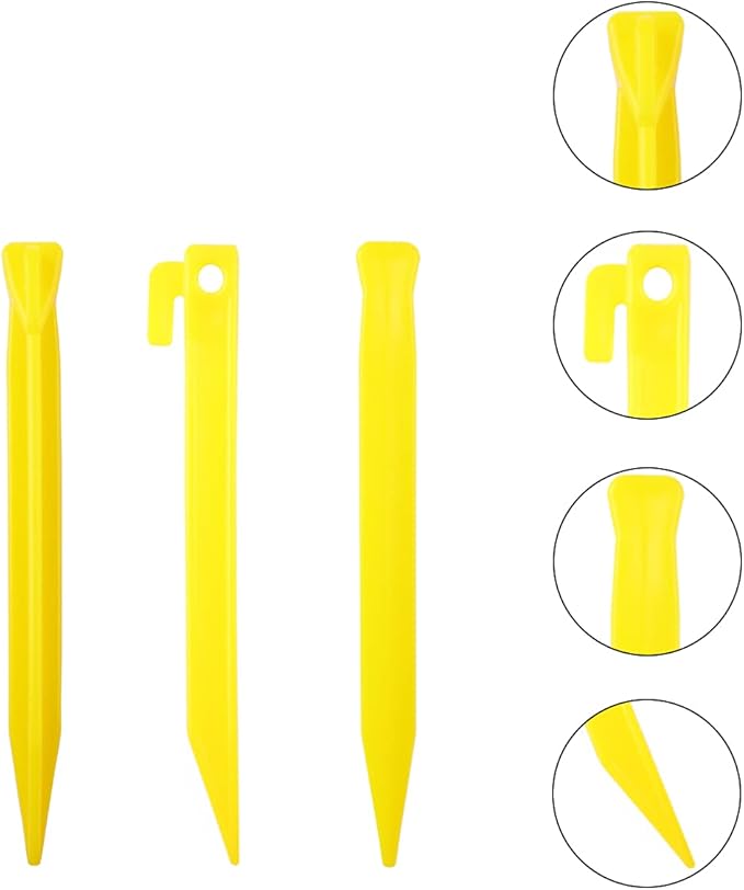10-Pack Plastic Tent Stakes - 7-Inch Heavy Duty Canopy Anchoring Pegs for Camping, Gardening, Landscaping, Backpacking -