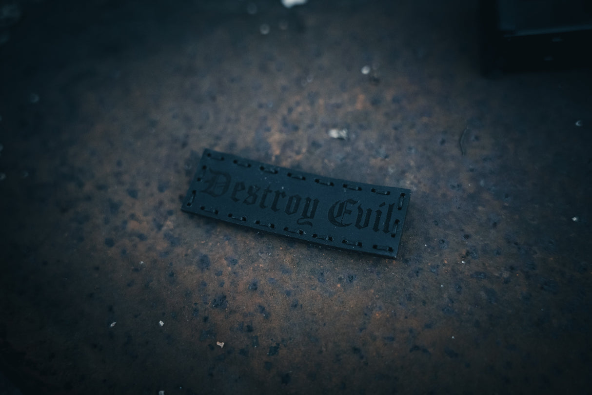 Destroy Evil Leather Patch in Black Dye / Black Thread, alternate view 4