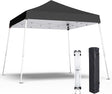 10x10 Pop Up Canopy, 300D Silver Coated Black Fabric Outdoor Gazebo, Beach Tent Slant Legs with Storage Bag,Easy Up Sun