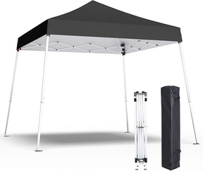 10x10 Pop Up Canopy, 300D Silver Coated Black Fabric Outdoor Gazebo, Beach Tent Slant Legs with Storage Bag,Easy Up Sun