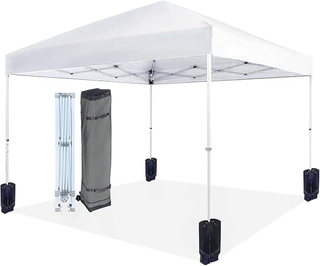 Amazon Basics Outdoor Pop Up 10 x 10 Canopy Tent for Events, Portable with Easy Setup, One-Push, Includes Wheeled Carry Bag,