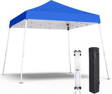 10x10 Pop Up Canopy, 300D Silver Coated Blue Fabric Outdoor Gazebo, Beach Tent Slant Legs with Storage Bag,Easy Up Sun Shade
