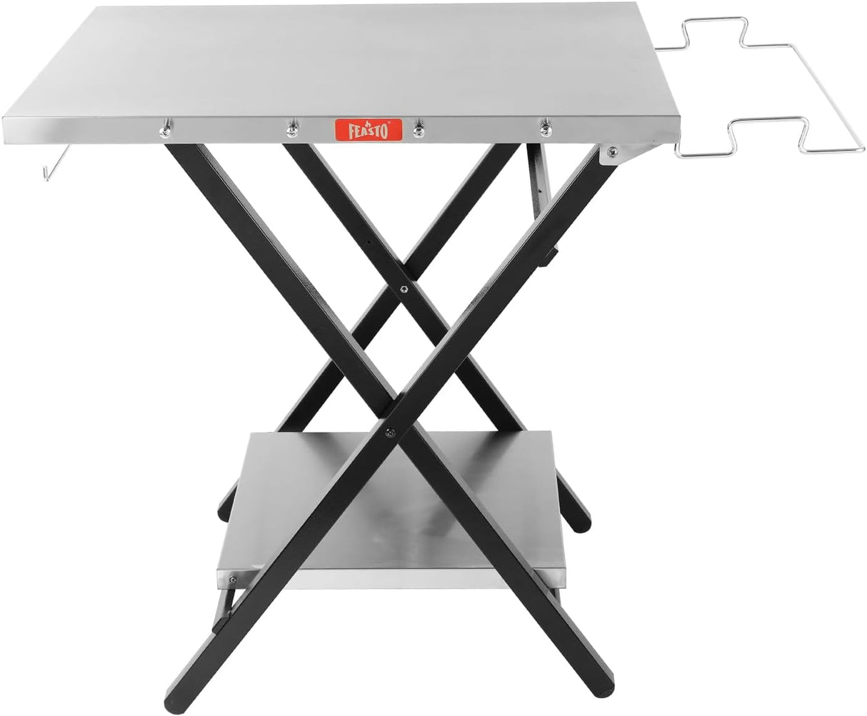 Outdoor Grill Table, Foldable Pizza Oven Stand & Blackstone Griddle Stand with Garage Rack & Tissue Holder, Folding Outdoor