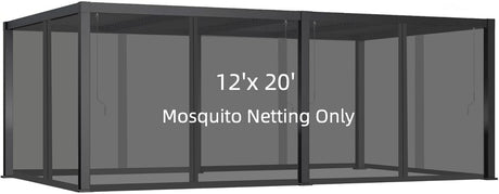 12x20FT Mosquito Netting for Gazebo,Pergola,Pop up Canopy Tent,6-Panel with Zipper for Outdoor Patio,Backyard