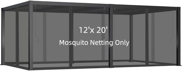 12x20FT Mosquito Netting for Gazebo,Pergola,Pop up Canopy Tent,6-Panel with Zipper for Outdoor Patio,Backyard