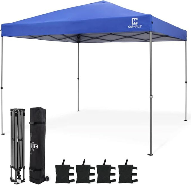 CAPHAUS 12ft x 12ft Patented One-Push Pop Up Outdoor Canopy Tent, Heavy-Duty Commercial Grade w/Central Lock, Portable and