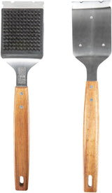BBQ-Aid Grill Brush and Scraper for Barbecue - Grill Brush for Outdoor Grill with Extended, Large Wooden Handle and