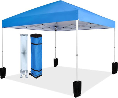 Amazon Basics Outdoor Pop Up 10 x 10 Canopy Tent for Events, Portable with Easy Setup, Includes Wheeled Carry Bag, 8 Pegs, 4