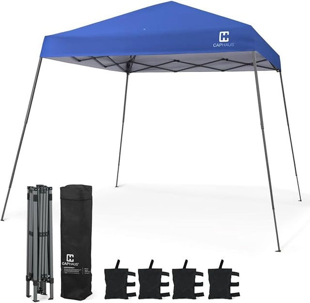 CAPHAUS One-Push Pop Up 8x8 Canopy Tent, Heavy-Duty Commercial Grade with Central Lock, Portable Instant Folding Shelter