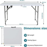 4FT Folding Table, Height Adjustable Table, Heavy Duty Plastic Tables Portable Fold-in-Half Utility Table w/Handle & Lock