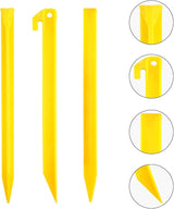 10-Pack Plastic Tent Stakes - 9-Inch Heavy Duty Canopy Anchoring Pegs for Camping, Gardening, Landscaping, Backpacking -