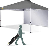 CROWN SHADES 12x12 Pop Up Canopy Tent Instant Commercial with 150D Silver Coated Fabric Including 1 Removable Sidewall, 4