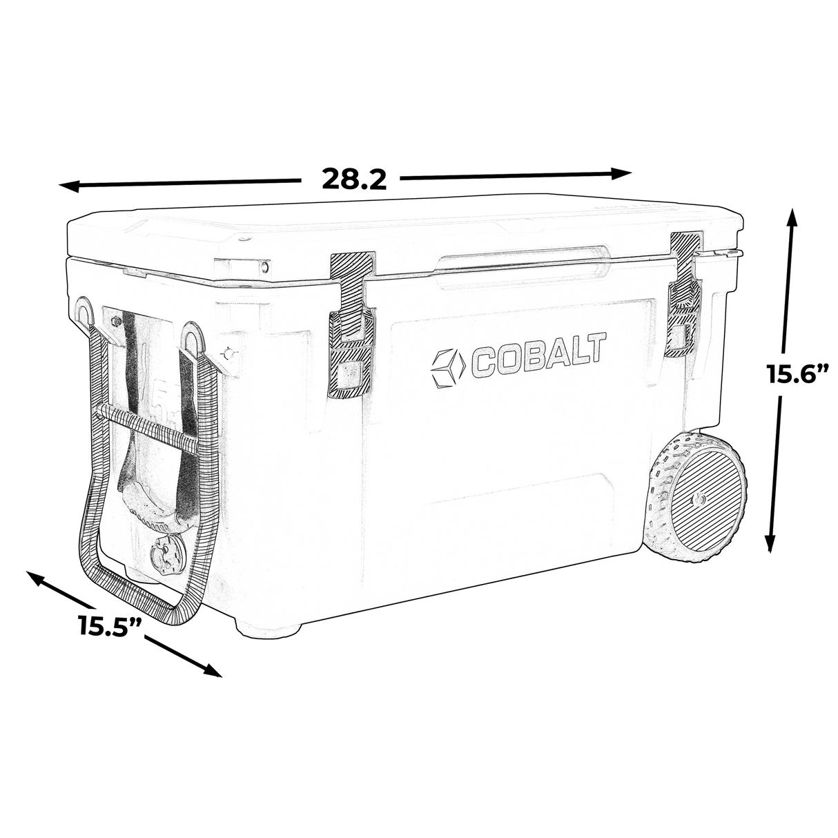 Super Cooler Roto-Moldado Cobalt de 55 Quartos com Rodas
