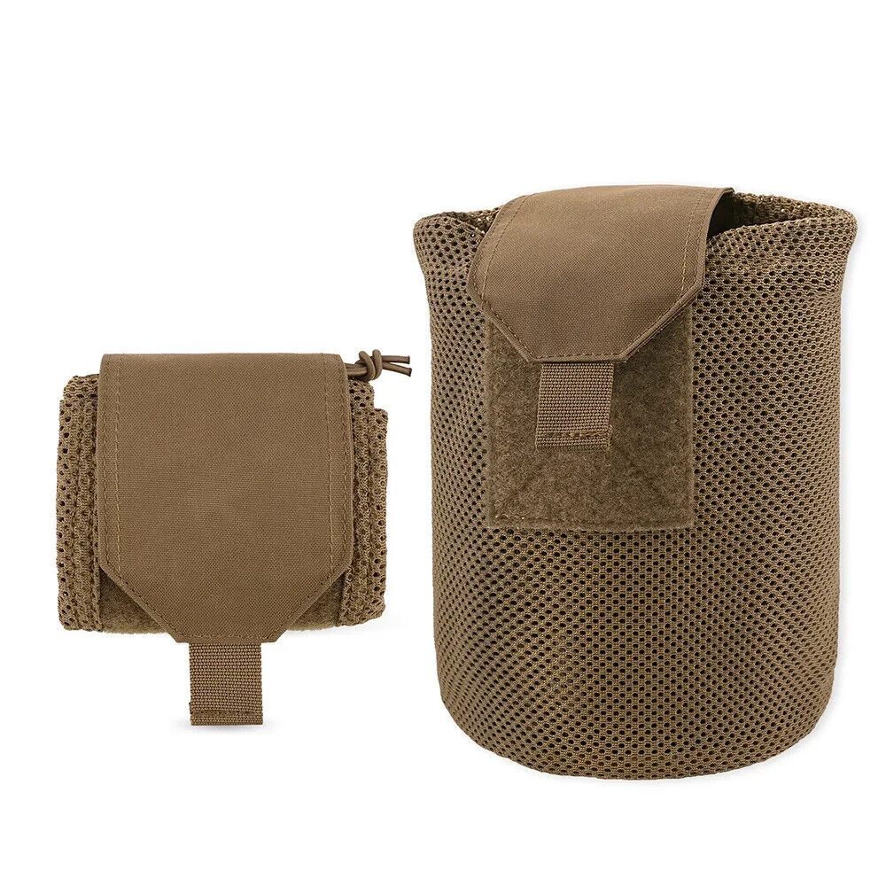 KRYDEX Tactical Mesh Dump Pouch Drop Pouch Mag Recycling Carrier fit MOLLE/BELT in Coyote Brown, alternate view 3