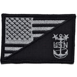 Navy MCPO Master Chief Petty Officer USA Flag - 2.25x3.5 inch Patch in Black, alternate view 2