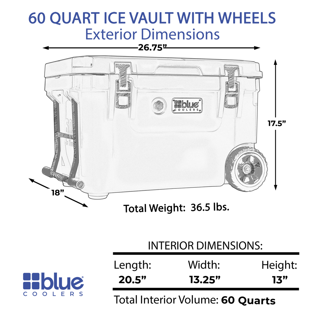 Cooler Roto-Moldado Ice Vault de 60 Quartos com Rodas