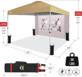 CROWN SHADES 10x10 Pop Up Canopy Tent with Game Netting - Beach Tent with One Push Setup - Outdoor Sun Shade for Events,