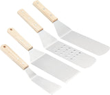 Amazon Basics 4-Piece Stainless Steel Barbecue Flat Griddle Spatula Set, Waterproof, Anti-UV, Durable, Silver
