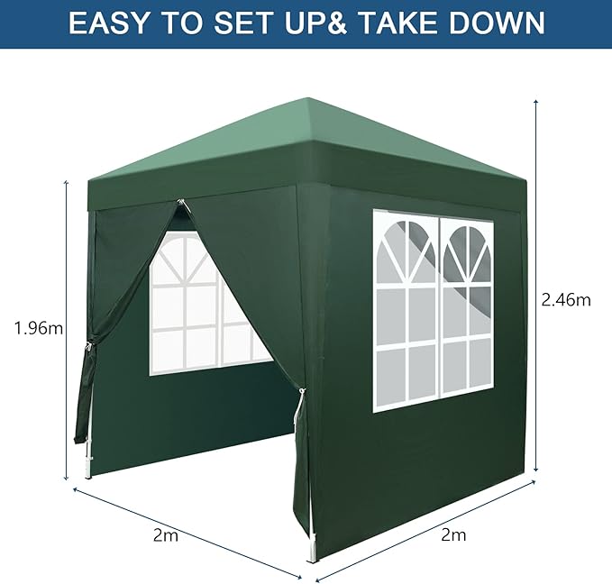 Outvita 6.5x6.5ft Pop Up Canopy Tent, Outdoor Instant Shelter Folding Canopy with 4 Side Walls and Carry Bag for Commercial