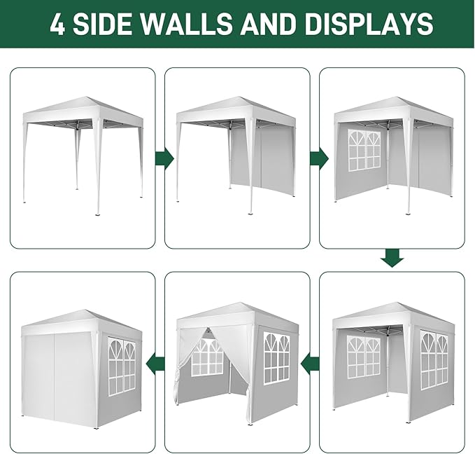 Outvita 6.5x6.5ft Pop Up Canopy Tent, Outdoor Instant Shelter Folding Canopy with 4 Side Walls and Carry Bag for Commercial