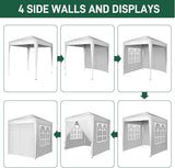 Outvita 6.5x6.5ft Pop Up Canopy Tent, Outdoor Instant Shelter Folding Canopy with 4 Side Walls and Carry Bag for Commercial