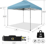 CROWN SHADES Adjustable Height on The Fly, 10x10 Pop Up Canopy - Beach Tent with One Push Setup - Easy Outdoor Sun Shade for