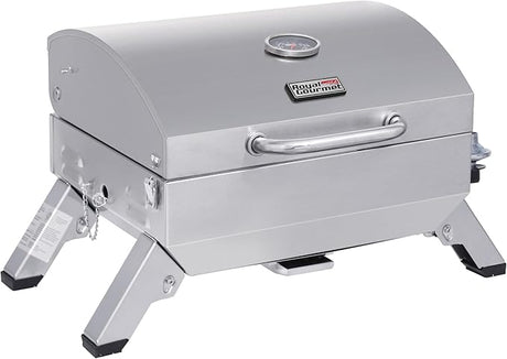 Royal Gourmet GT1001 Stainless Steel Portable Grill, 10000 BTU BBQ Tabletop Gas Grill with Folding Legs and Lockable Lid,