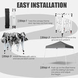 10x10 Pop Up Canopy, 300D Silver Coated Grey Fabric Outdoor Gazebo, Beach Tent Slant Legs with Storage Bag,Easy Up Sun Shade