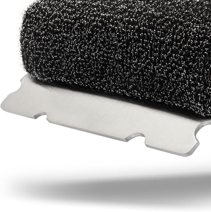 BBQ-AID Bristle Free Grill Brush and Scraper for Barbecue - Extended Large Wooden Handle With Replaceable Head - No Scratch