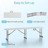 6ft HDPE Folding Bench, Foldable Seat with Sturdy Frame and Security Lock for Indoor and Outdoor, Multipurpose Entertaining
