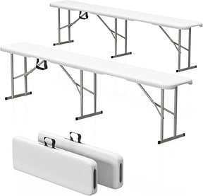 6ft HDPE Folding Bench, Foldable Seat with Sturdy Frame and Security Lock for Indoor and Outdoor, Multipurpose Entertaining