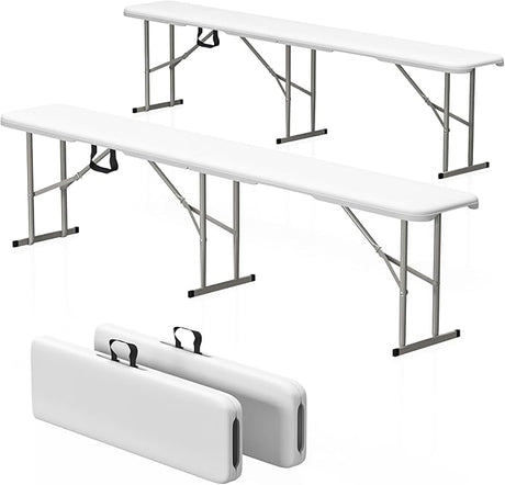 6ft HDPE Folding Bench, Foldable Seat with Sturdy Frame and Security Lock for Indoor and Outdoor, Multipurpose Entertaining