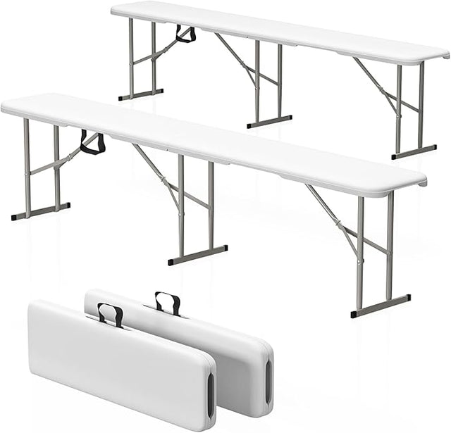 6ft HDPE Folding Bench, Foldable Seat with Sturdy Frame and Security Lock for Indoor and Outdoor, Multipurpose Entertaining