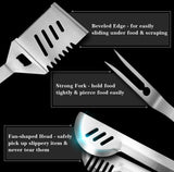GRILLART Grill Tools Grill Utensils Set - 3PCS BBQ Tools, Stainless Barbeque Grill Accessories -Spatula/Tongs/Fork