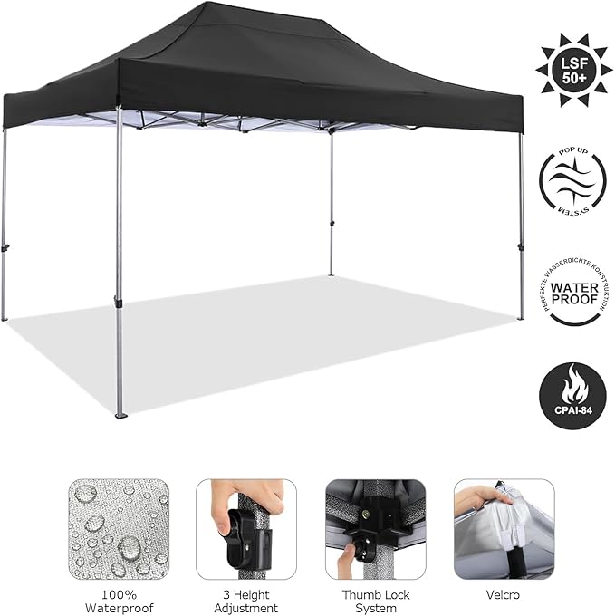 COBIZI 10x15 FT Pop up Canopy Tent,Heavy Duty Easy Up Commercial Outdoor Party Canopy Tents for Wedding Parties All Season