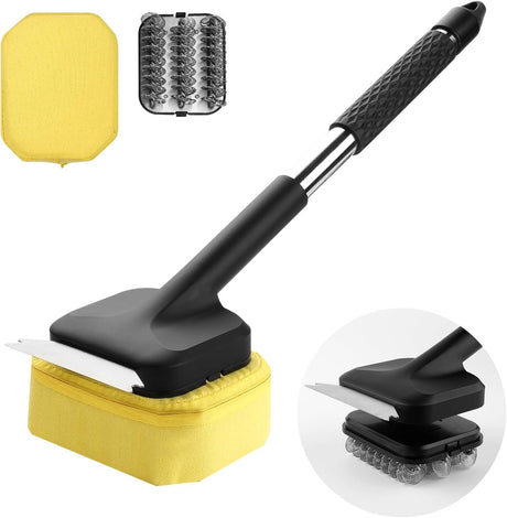 3 in 1 Grill Brush Bristle Free with Scraper, Coinicxcel Steam Brush & Stainless Steel Helix Brush Replaceable Head for
