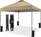 CROWN SHADES 10x10 Pop Up Canopy Tent - Patented Center Lock One Push Instant Outdoor Canopy Beach Tent with STO-N-Go Bag 8