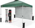 CROWN SHADES 10x10 Pop Up Canopy with 1 Side Wall - Beach Tent with One Push Setup - Outdoor Sun Shade for Events, Parties,