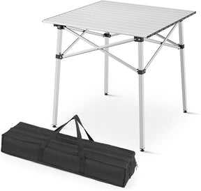 Athena Collection Foldable Camping Table, 28" Small Aluminum Outdoor Folding Camp Table with Roll Up Tabletop and Carry Bag,