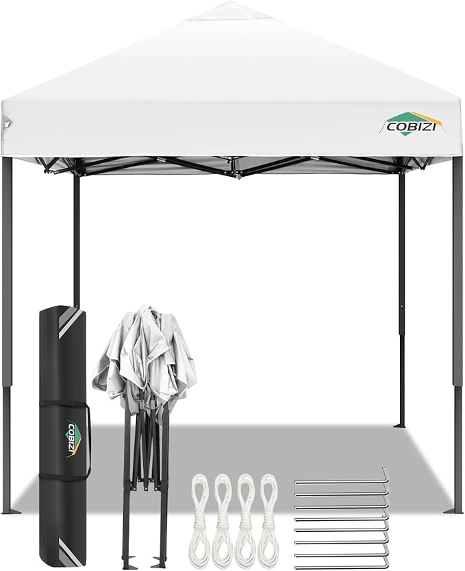 COBIZI 6.6x6.6ft Pop Up Canopy Tent, Heavy Duty Canopy Easy Set up All Weather Waterproof Outdoor Canopy Tent for Parties,