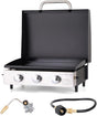 Sophia & William 22" Flat Top Grill with Lid & Ceramic Coated Cast Iron Pan, 3-Burner Portable Tabletop Gas Propane Griddle