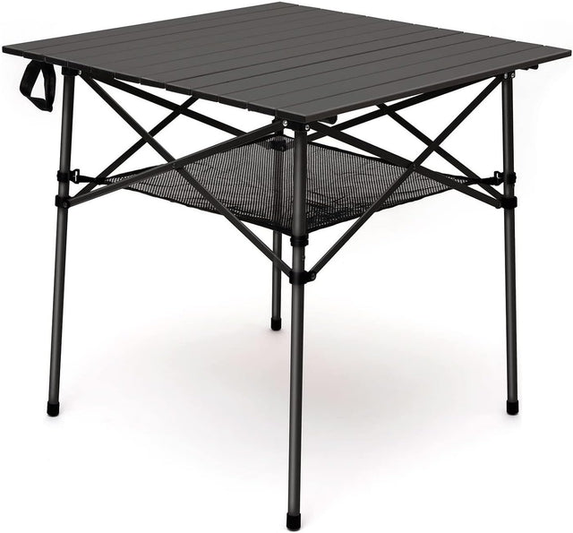 SUNNYFEEL Outdoor Folding Table | Lightweight Compact Aluminum Camping Table, Roll Up Top 4 People Portable Camp Square