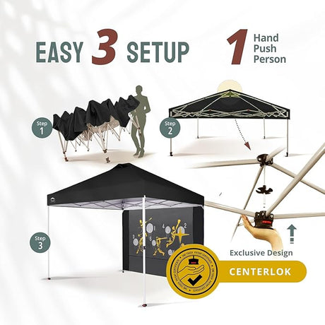 CROWN SHADES 10x10 Pop Up Canopy Tent with Game Netting - Beach Tent with One Push Setup - Outdoor Sun Shade for Events,