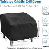 Portable Grill Cover,Fit for Cuisinart CGG-608,Waterproof Small Table Top BBQ Grill Cover,Heavy Duty 600D Outdoor Tabletop