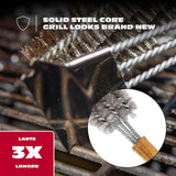 BBQ-AID All Angles BBQ Grill Brush for Outdoor Grill - Cleans All Angles, Large Wooden Handle, and Stainless Steel Bristles