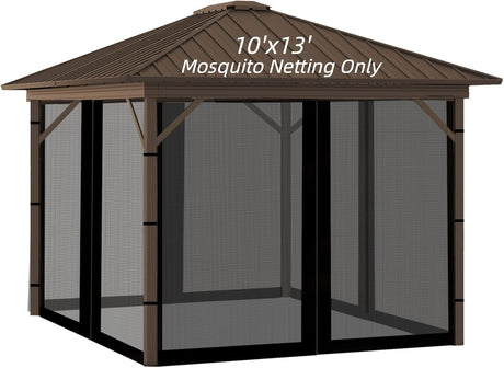 10x13FT Mosquito Netting for Gazebo,Pergola,Pop up Canopy Tent,4-Panel with Zipper for Outdoor Patio,Backyard